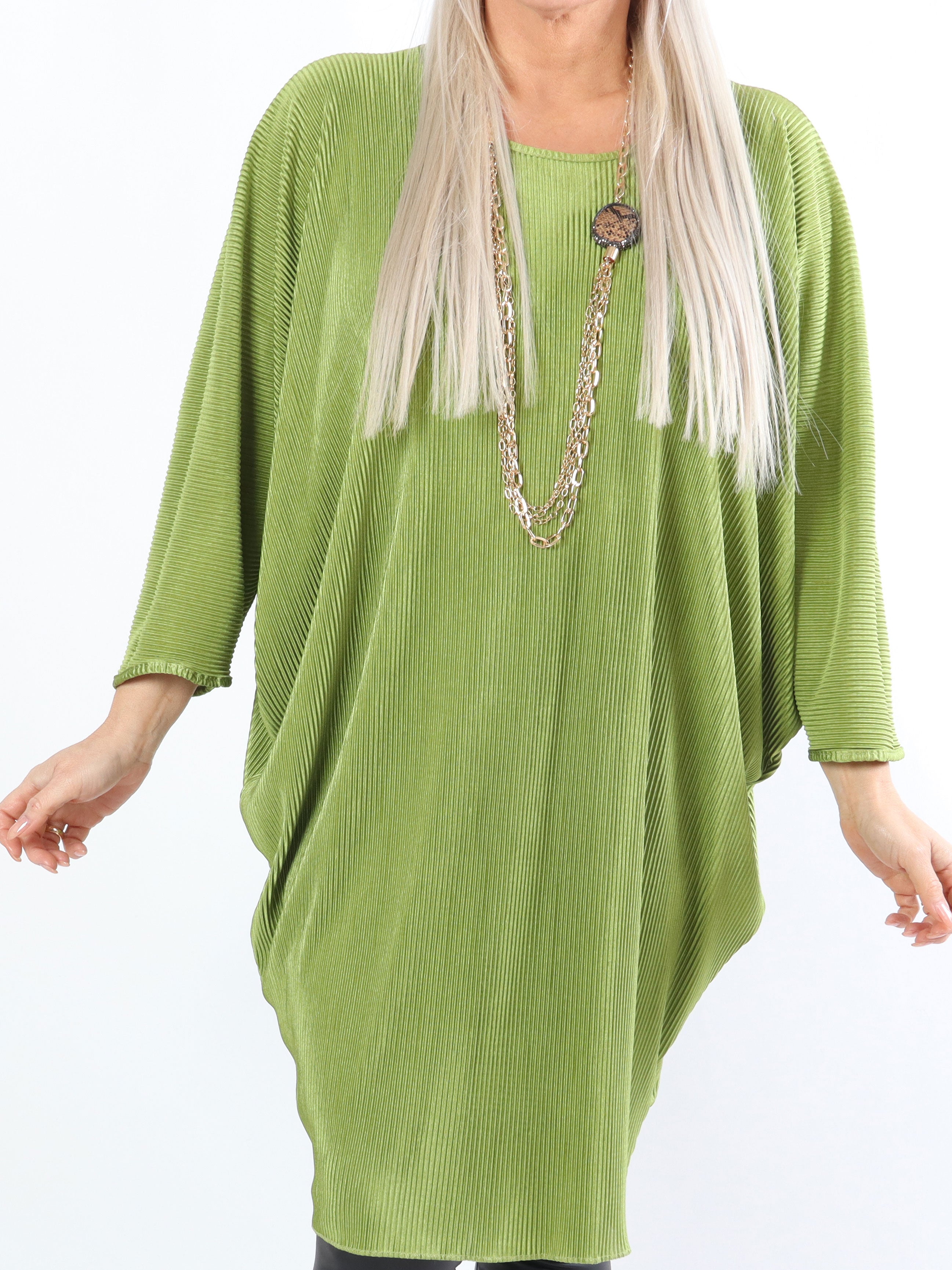 Elnora - Rillet plus size tunika med flagermusærmer